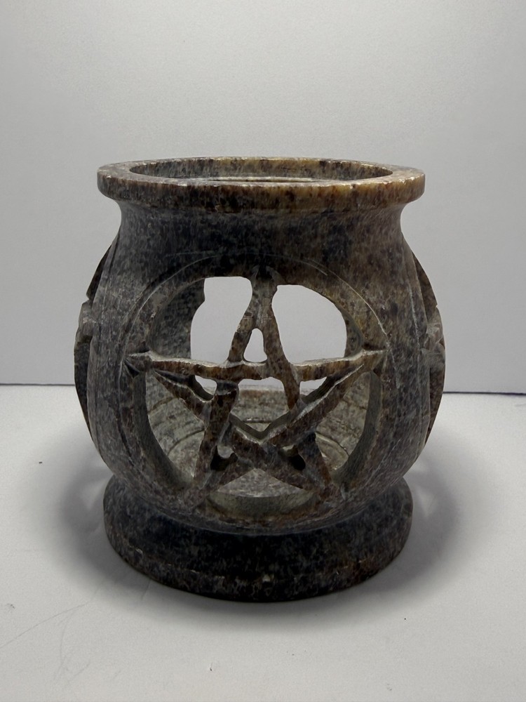 Pentagram Soapstone Tea Light Holder