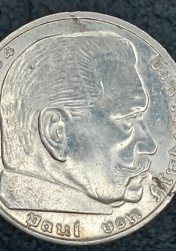 1938 E 2 Mark WWII 3rd Reich Silver Coin