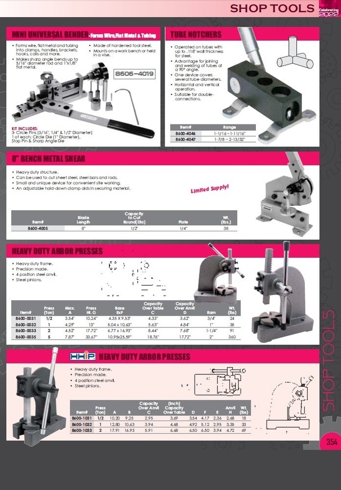 5 TON RATCHET TYPE ARBOR PRESS (8600-3501)
