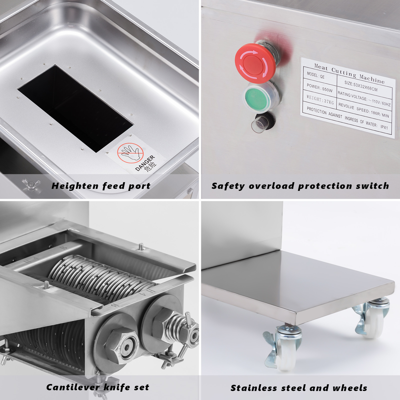 Meat Slicer with 5mm/3mm Blade Meat Cutting Machine 500KG Cutter Free Ship New