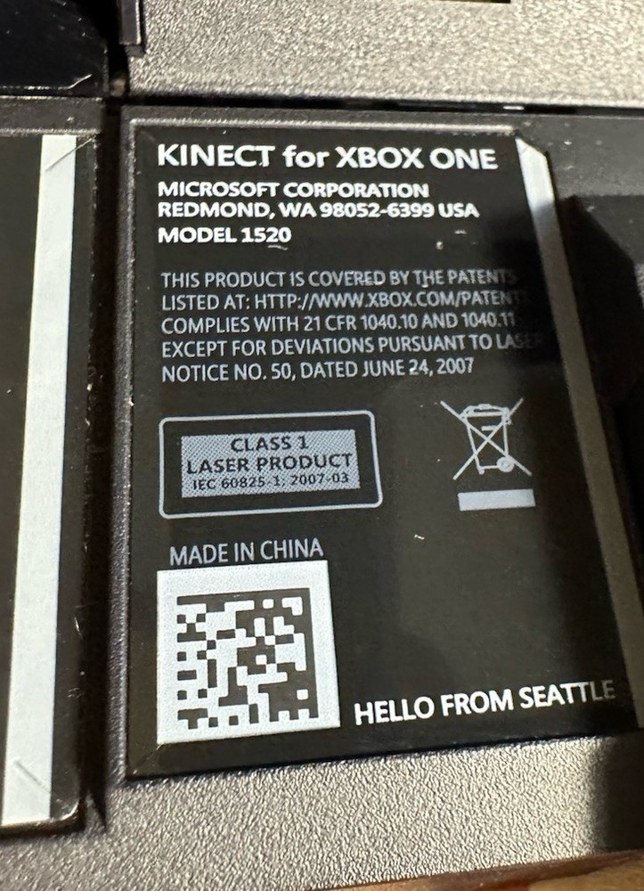 Microsoft Xbox One Kinect Sensor Model Number 1520 Black