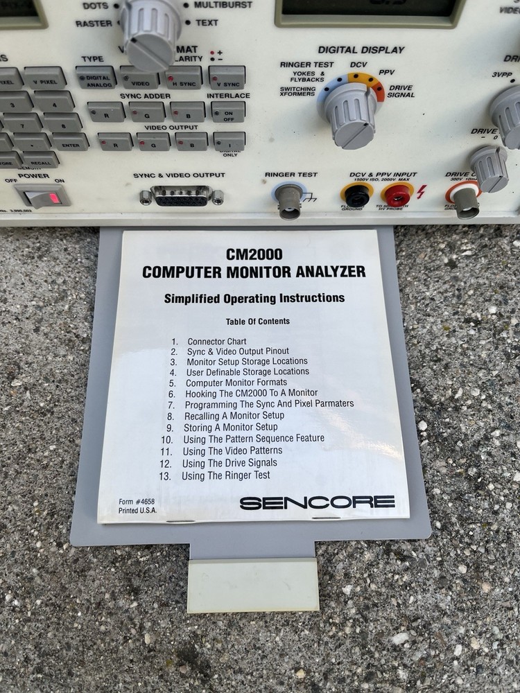 Sencore CM2000 Computer Monitor Analyzer, Good Condition