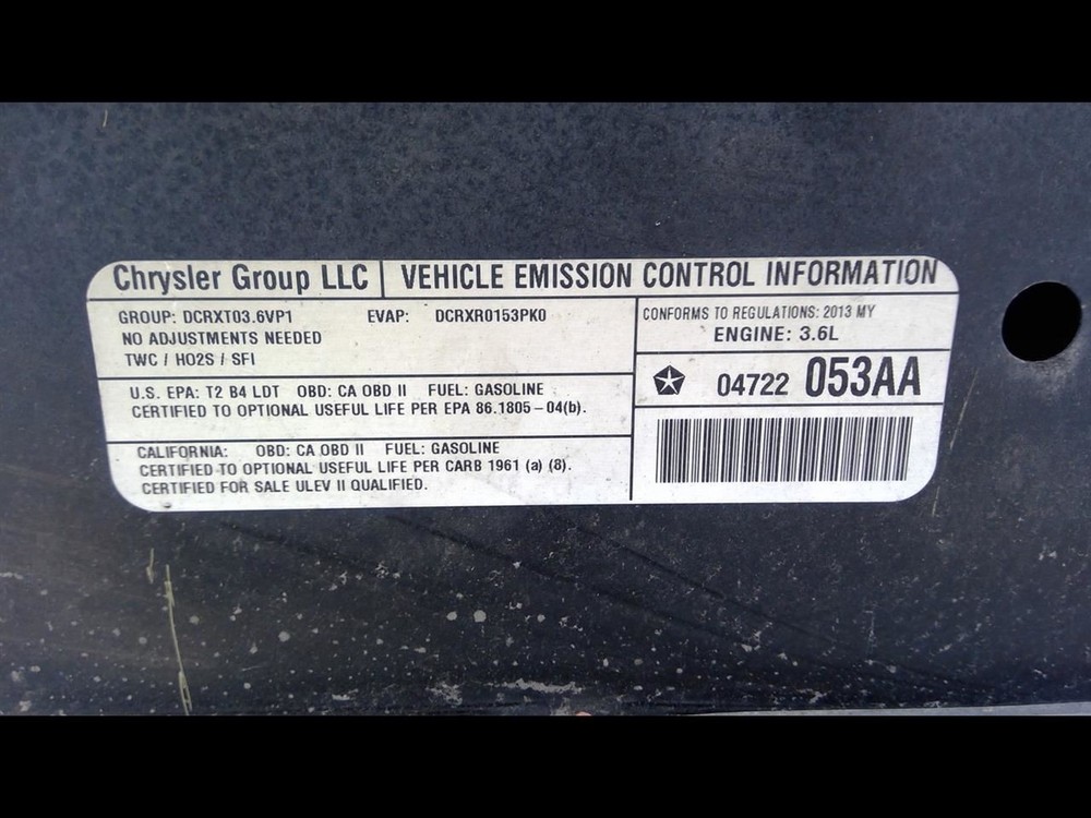 2013 DODGE JOURNEY 3.6L AOD AWD ENGINE HARNESS