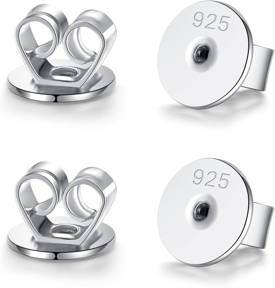 Sterling Silver Earring Backs for Studs Pierced Secure Flat Earrings Backs Repla