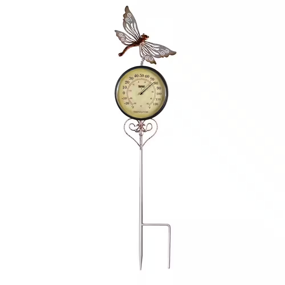 Dragonfly Outdoor Thermometer Garden Stake and Backyard Decor
