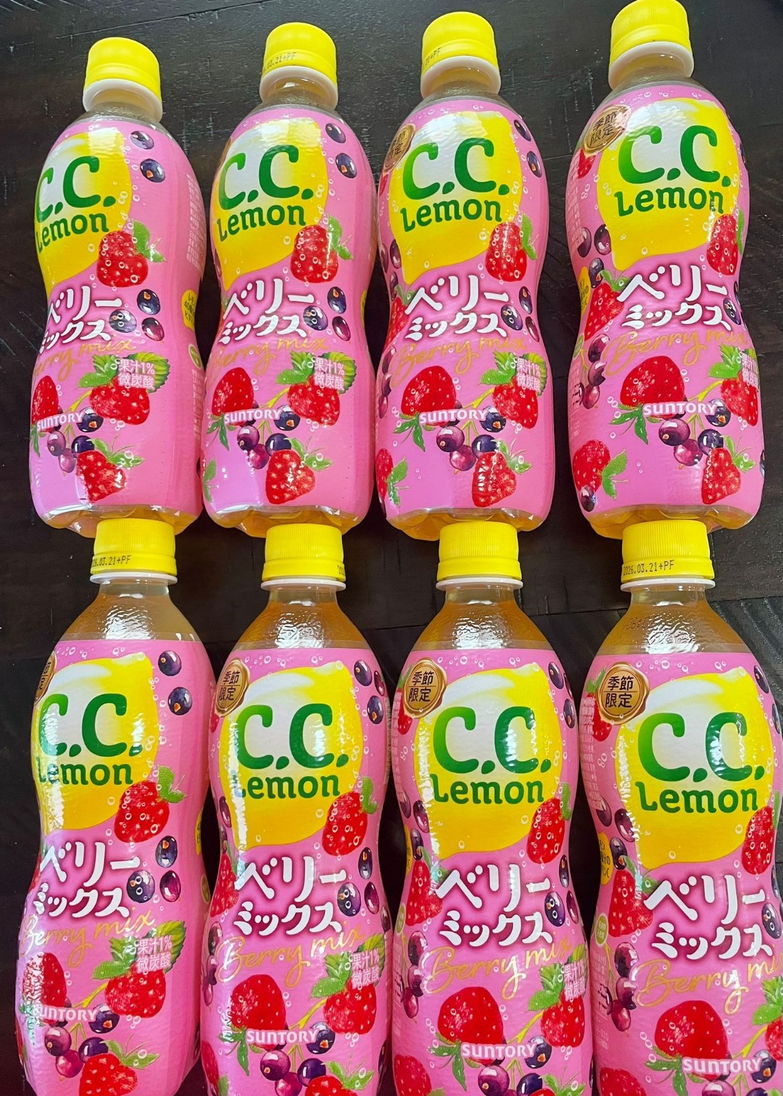 Suntory CC Lemon Mixed Berry Flavor. 8 Bottles, 500cc, Each!