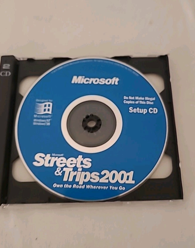 Vintage Microsoft Streets & Trips 2001 2002 CD PC Software Program