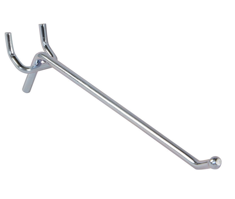 100 6" Long Chrome Peg Hooks for 1/4" Pegboard U Shaped Mounting Bracket Hook