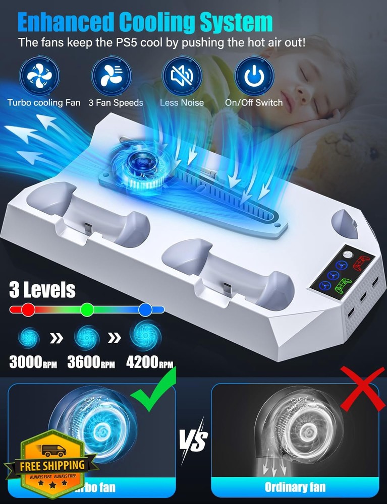 PS5 Slim Cooling Station Dual Controller Charger