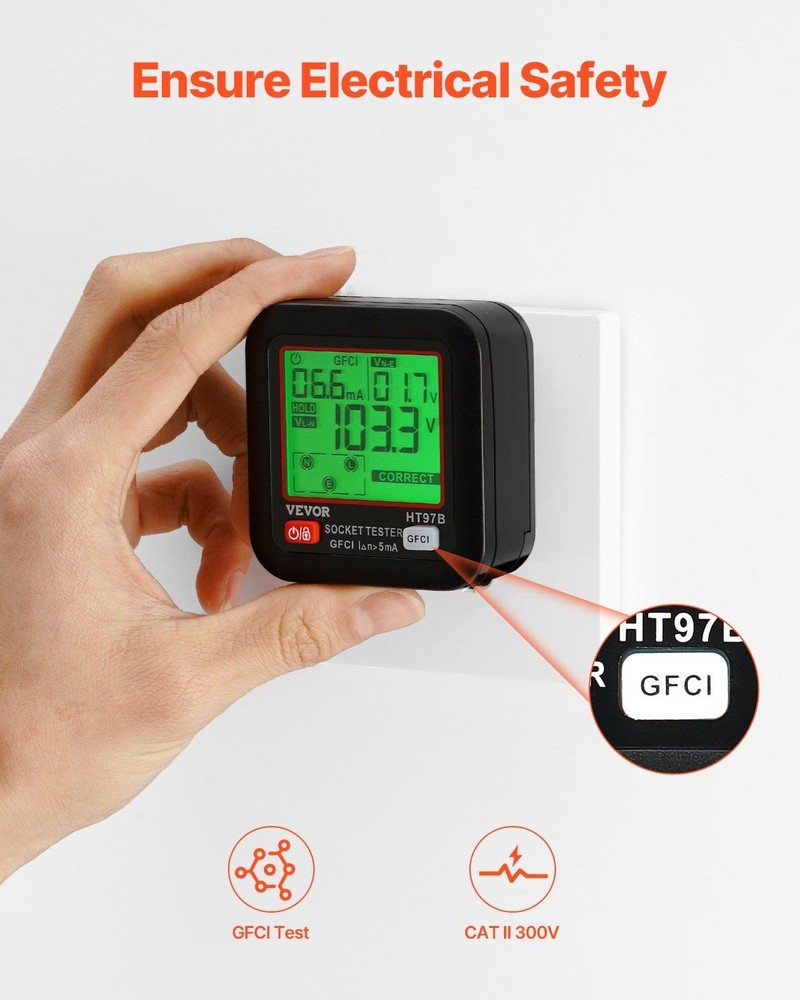 Efficient GFCI Tester with LCD for Detecting Electrical Outlet Faults