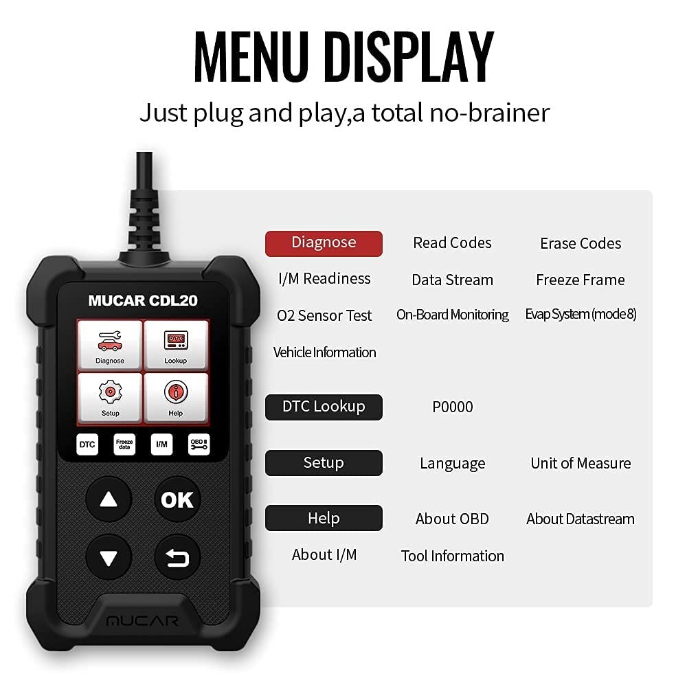 MUCAR CDL20 OBD2 Scanner Car OBD Diagnostic Fault Code Reader Tool Check Engine
