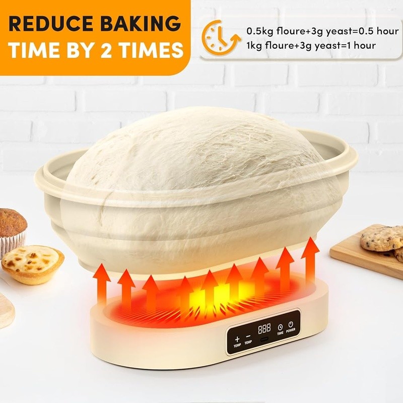 Electric Sourdough Proofing Basket W/ Adjustable Temperature LCD Timer Baking US