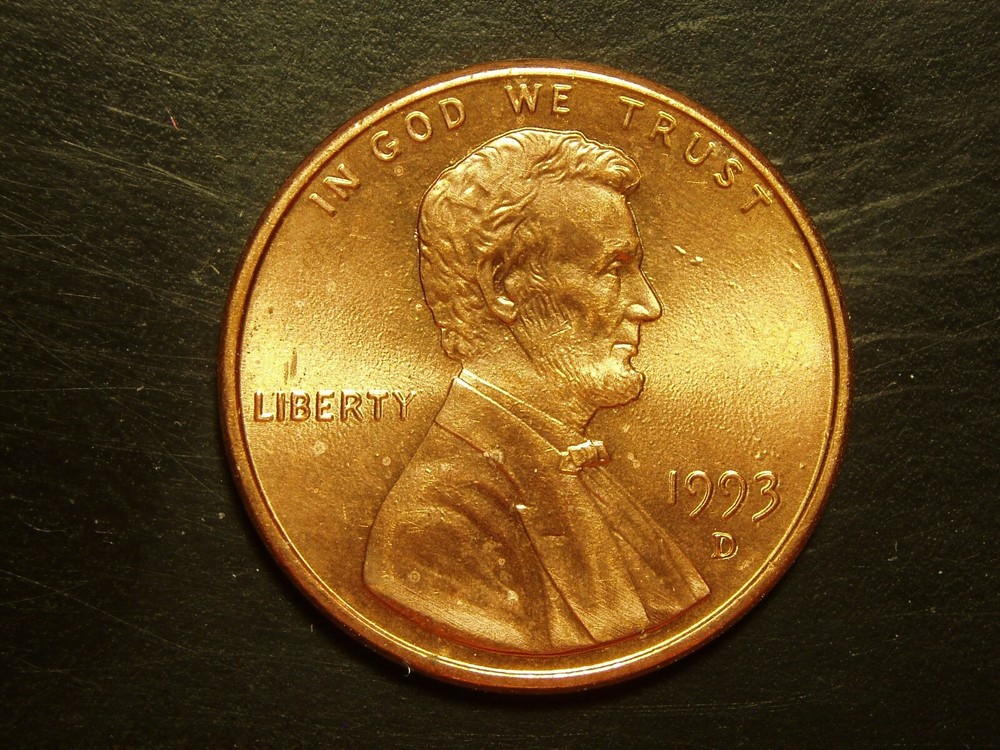 1993-D ONE UNC LINCOLN MEMORIAL CENT #10