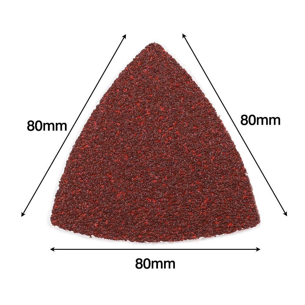 100PCS Triangle Sanding Pads for Oscillating Multi-Tool Hook Loop Sandpaper Disc