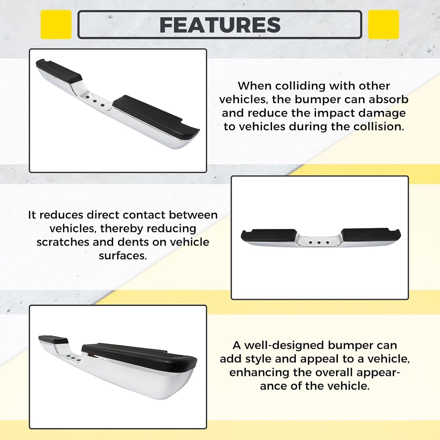 Rear Bumper Assembly Compatible with 1994-2002 Dodge Ram 1500 2500 Fleetside