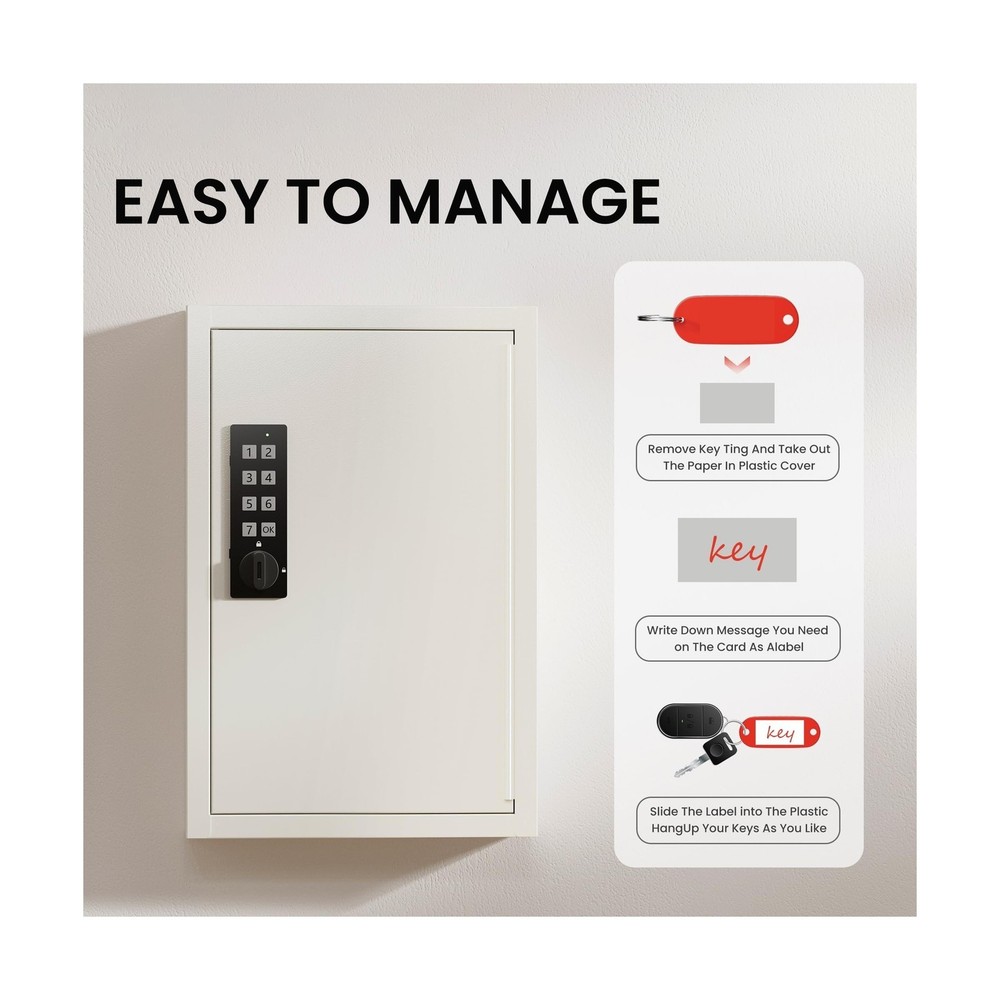 Grimtron 40 Keys Electronic Key Lock Box for Keys with Code, Private/Public/P...