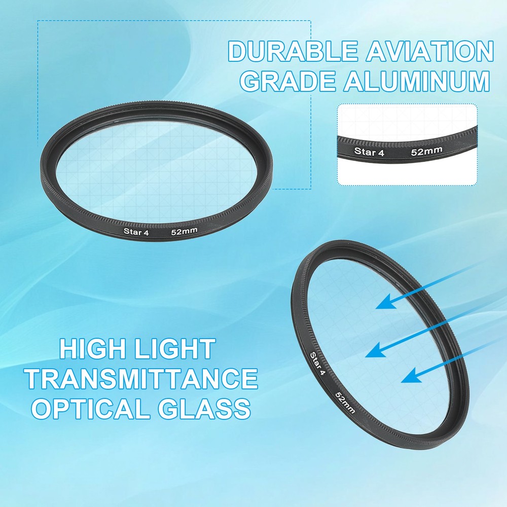 52mm Star Filter, Starburst Filter Camera 4 Points 6 Points 8 Points 12 Points