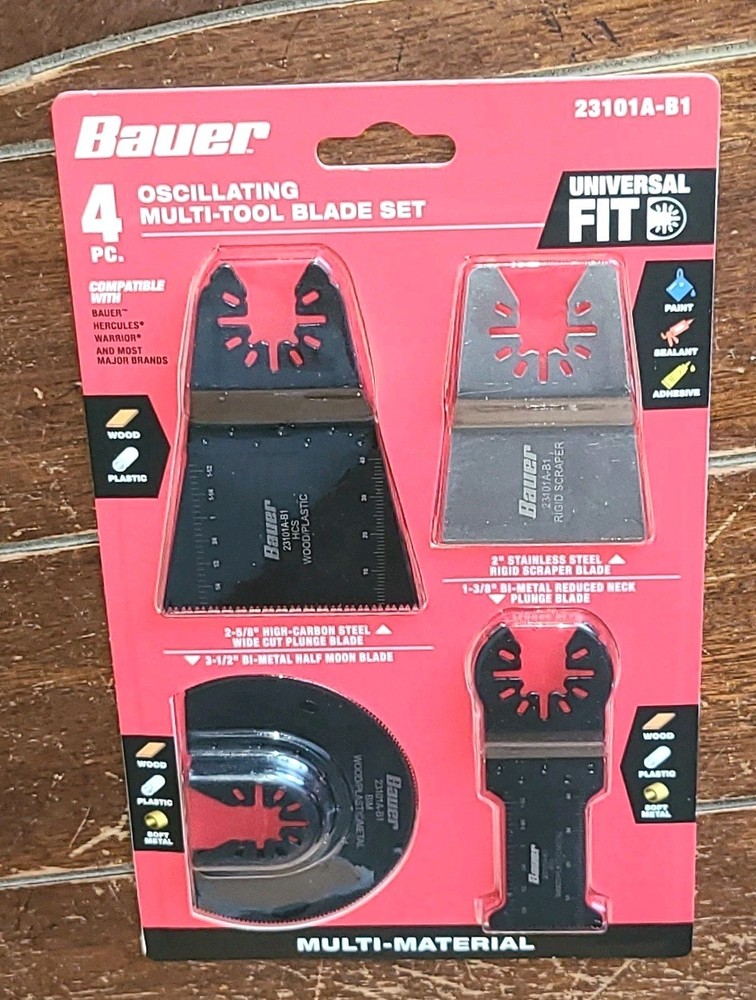 Bauer 4pc Oscillating Multi-Tool Blade Set -Universal Fit- Item #70722