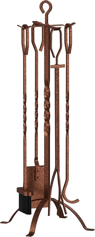 5-Piece Rustic Fireplace Tool Set in Antique Bronze - Elegant & Functional Decor