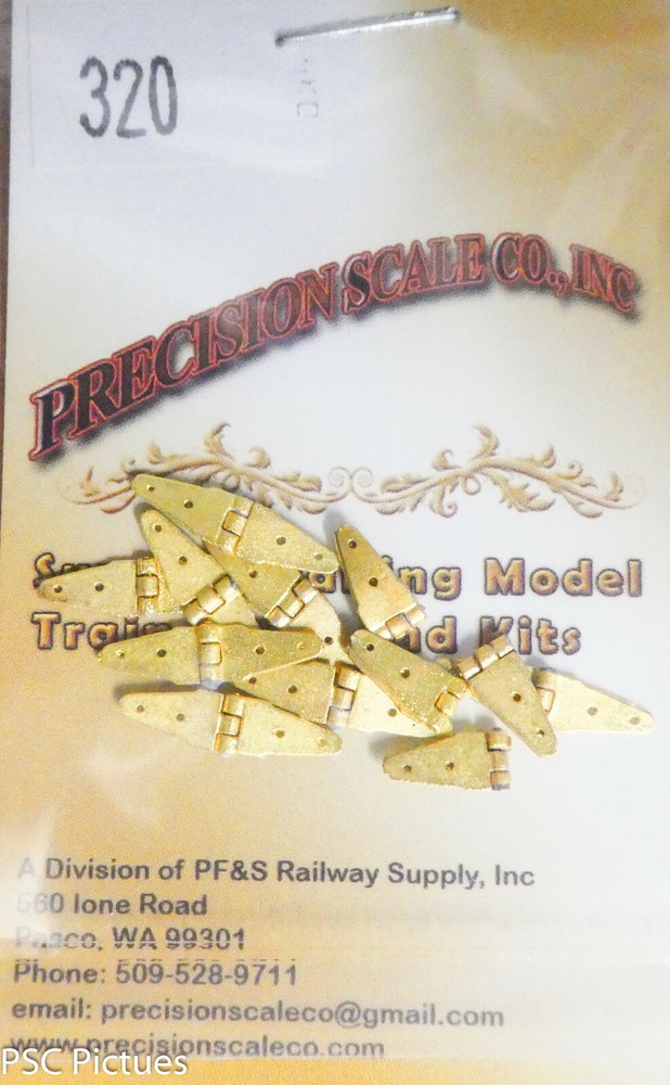 Precision Scale HO #320 Hinges, Working, .156 x .560 (12 in pkg) Brass