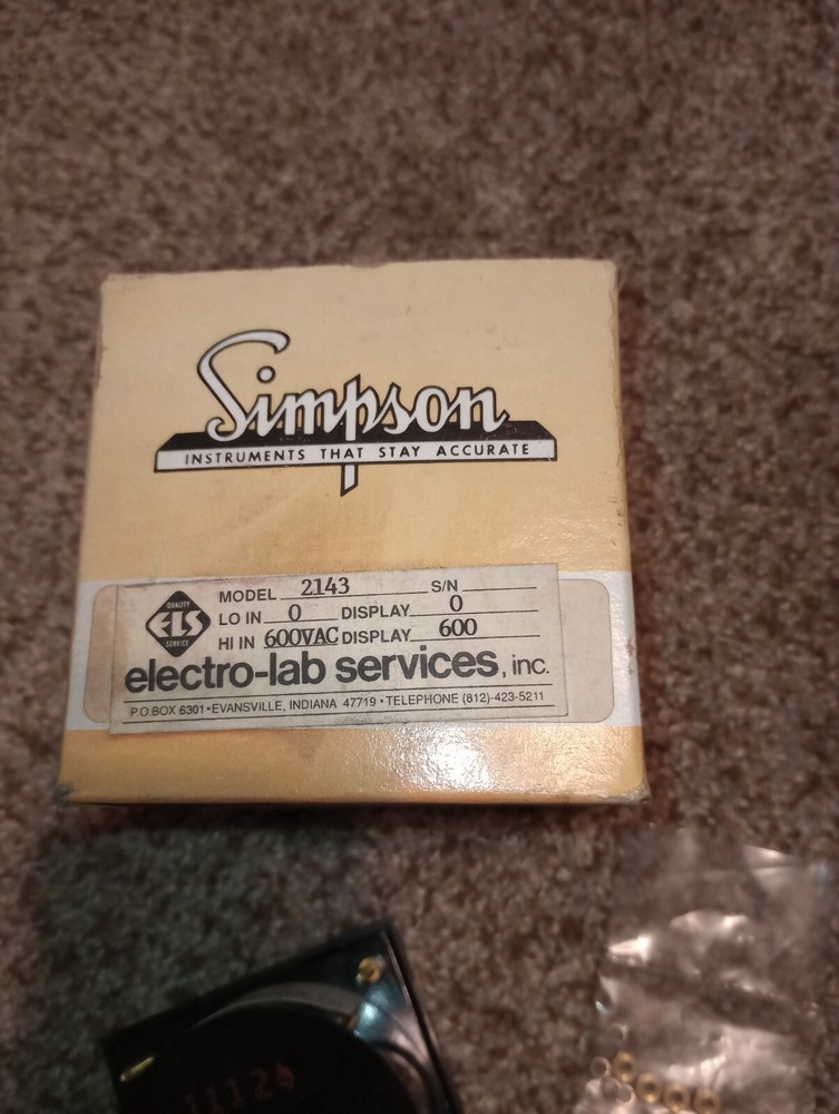 NEW GENUINE SIMPSON INSTRUMENTS MODEL 2143 PANEL METER 0-600VAC