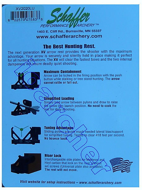 SCHAFFER HIGH PERFORMANCE ARCHERY REST XV2020RU RH