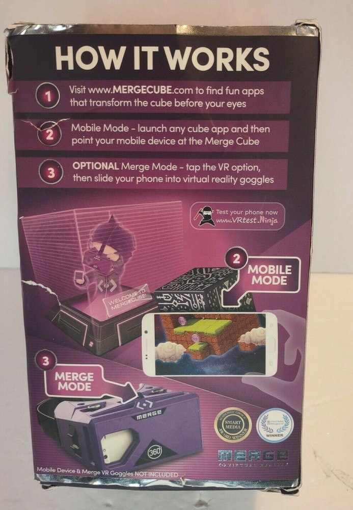 New Merge Cube Hold Holograms Virtual Game IOS Android Tablet Damaged Box C3