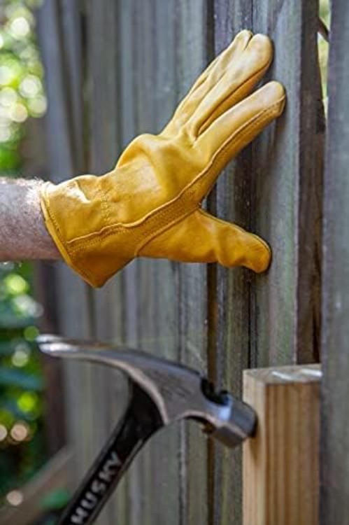Genuine Cowhide Leather Work Gloves, 3 Pairs Pack