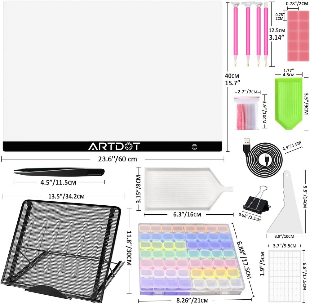A2 LED Light Pad for Diamond Painting USB Powered Light Board Kit, Adjustable...