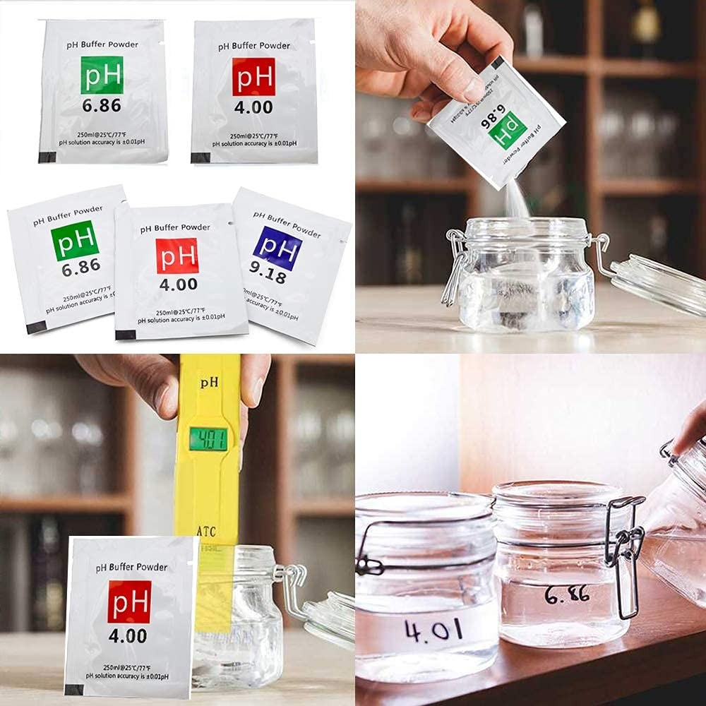 DuvinDD 18 Pack pH Calibration Solution Powder 6.86/4.00/9.18, Buffer...
