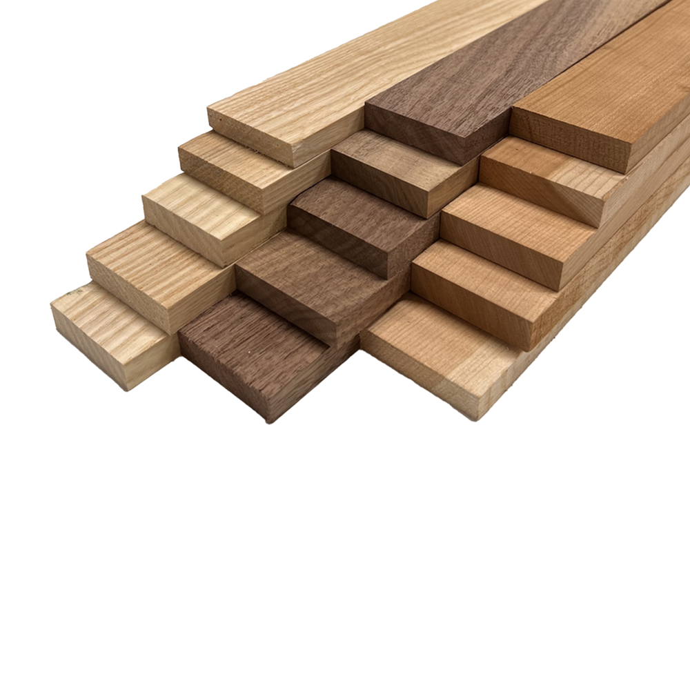 Pack of 15, Variety Species Thin Dimenisonal Lumber Boards(Ash, Cherry, Walnut)