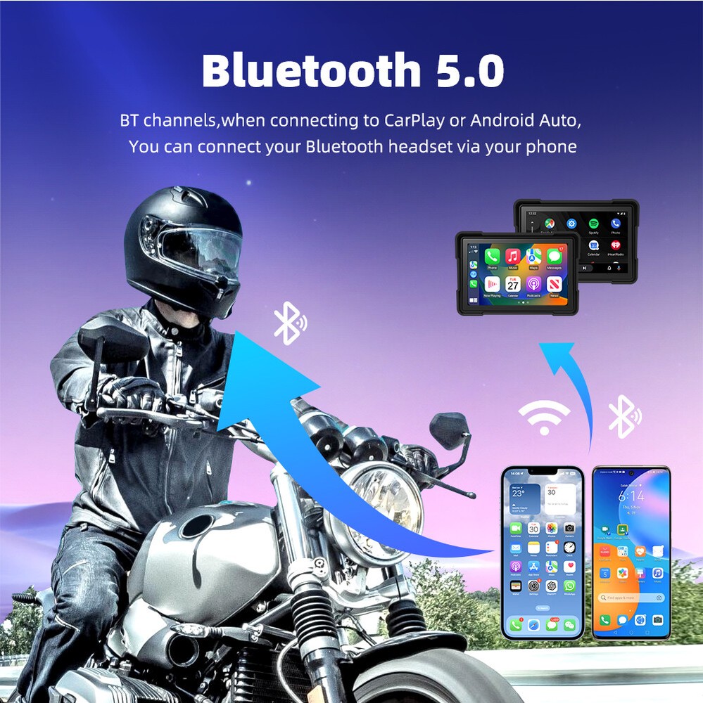 Universal Portable Linux Motorcycle Navigation 5"IPS Screen IP67 Carplay BT5.0