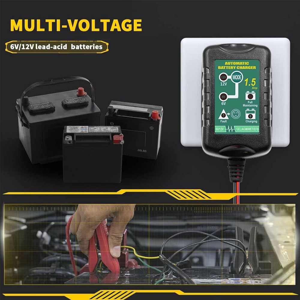 6V 12V Automatic Battery Charger Maintainer Trickle Float Motorcycle Car