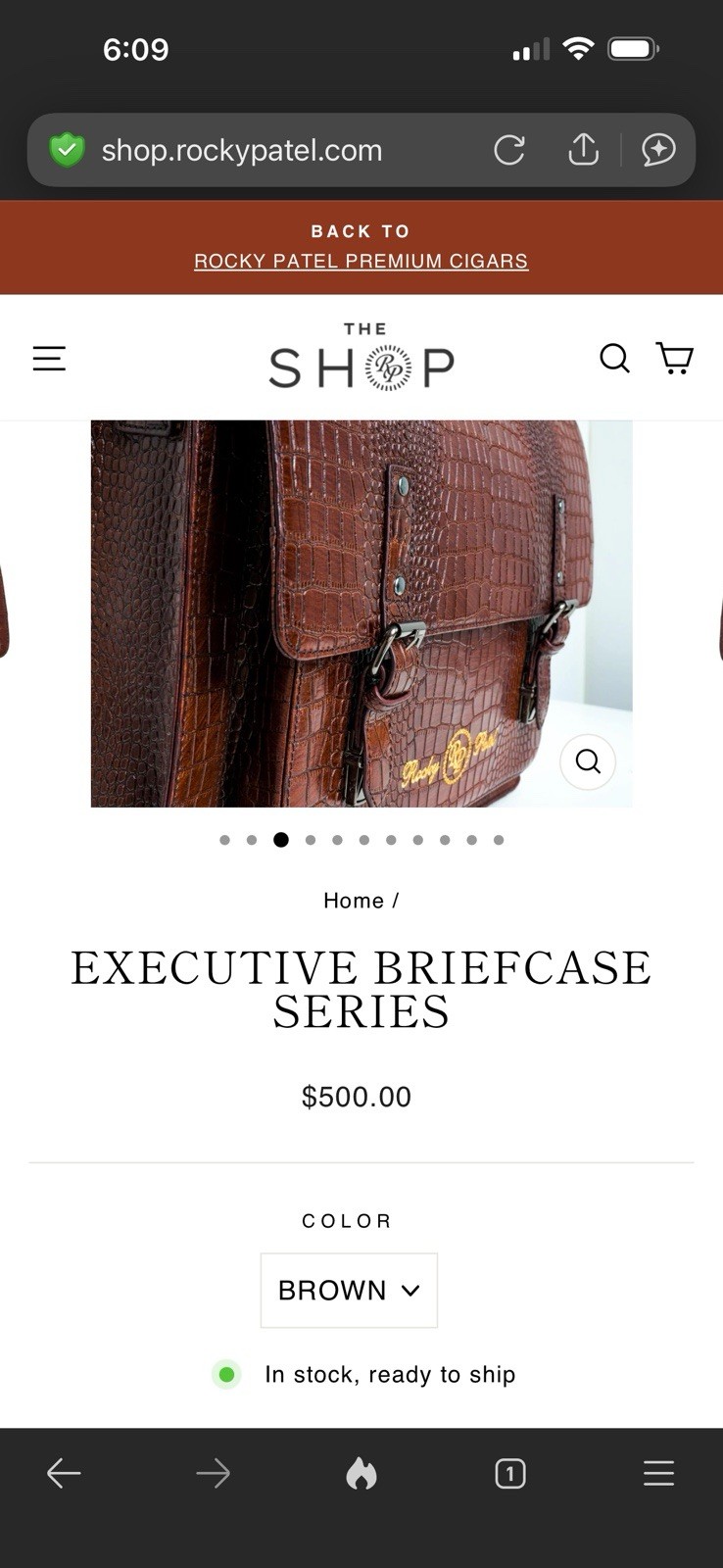 Rocky Patel Party Executive Briefcase – Brown Leather – Brand New