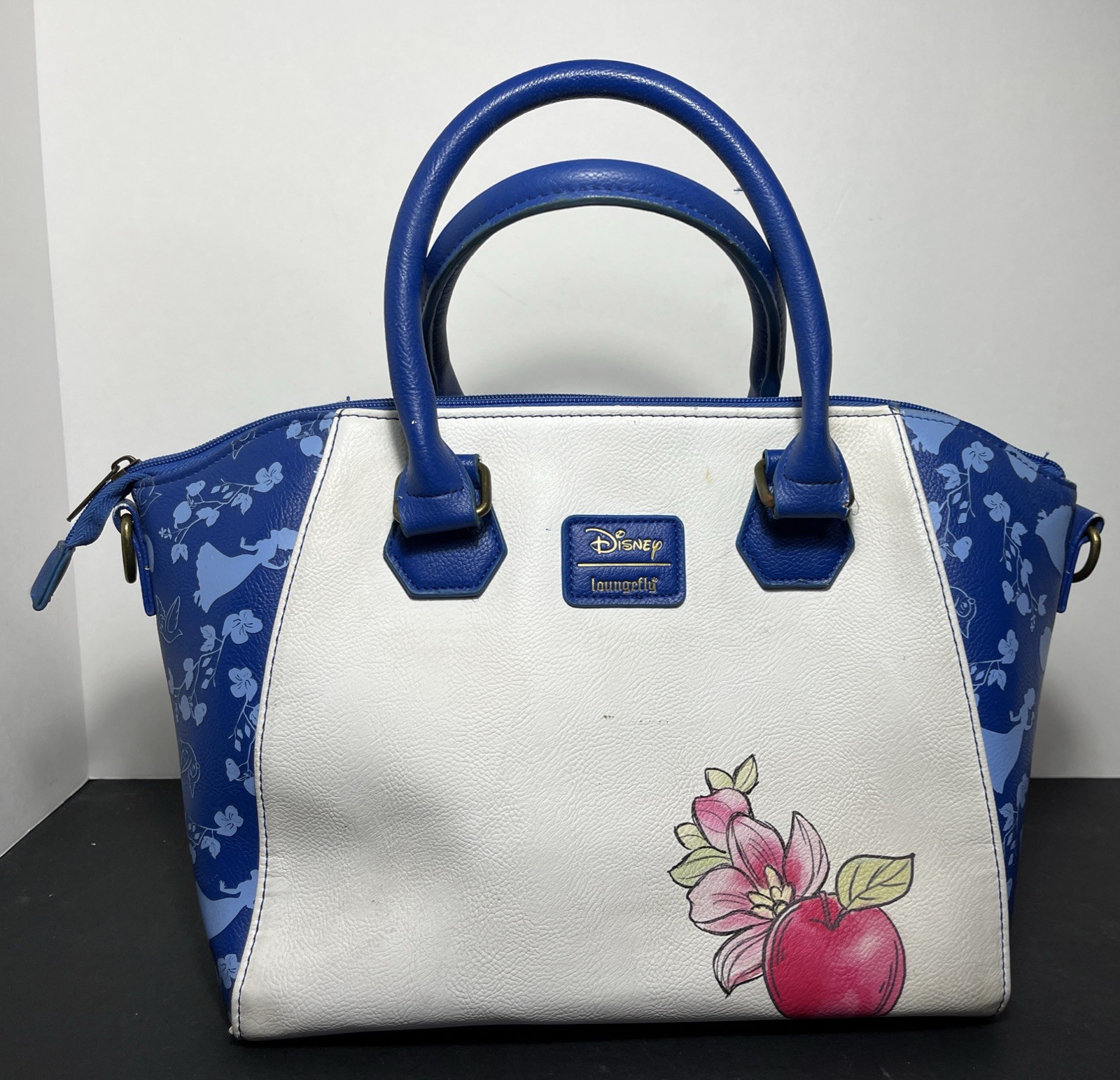 Disney LoungeFly Satchel Handbag Purse Snow White Blue & White 14x10"