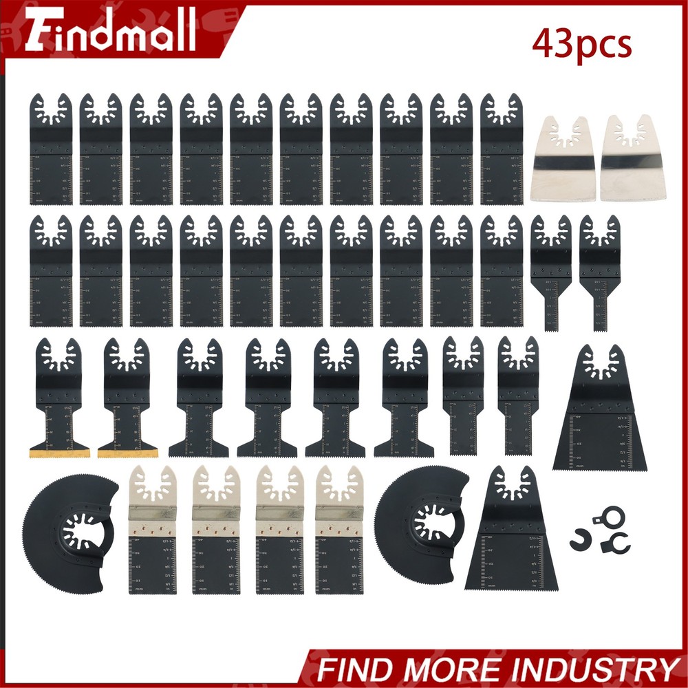 Findmall 43 PCS Universal Oscillating Saw Blades Quick Release Multi Tool Kit