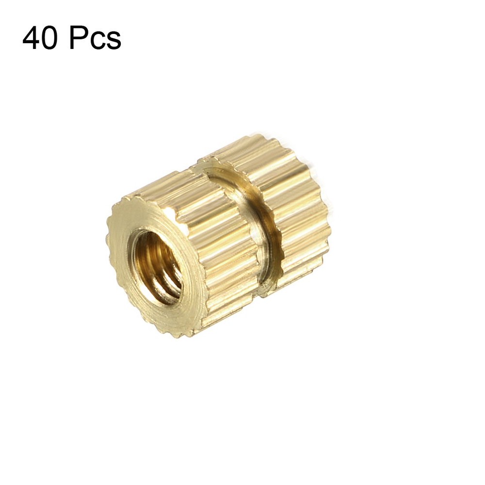 M3 x 6mm(L) x 5mm(OD) Brass Knurled Threaded Insert Embedment Nuts, 40 Pcs