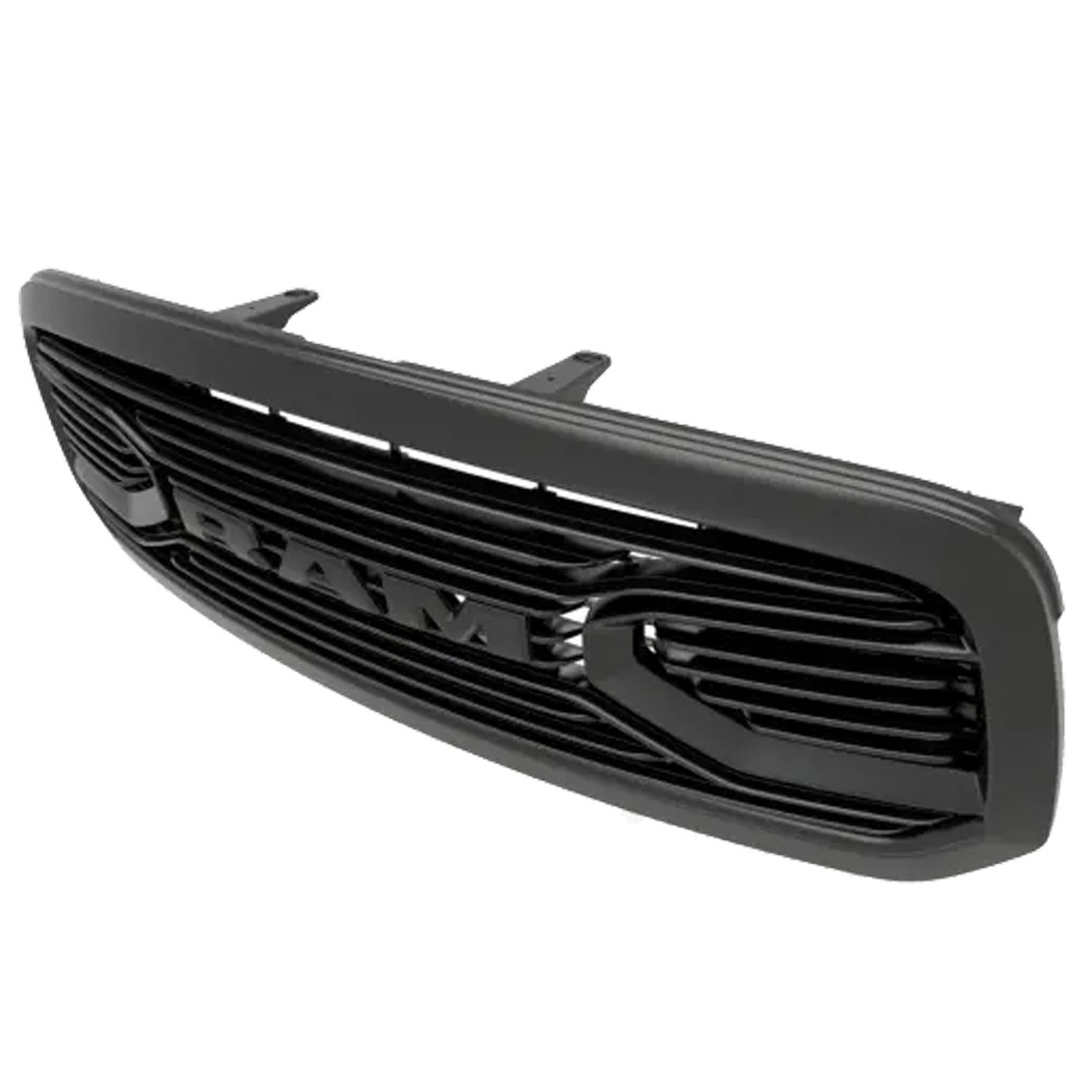 Front Grille For 2013-2018 Dodge Ram 1500 Upper Grill Matte Black W/Letter W/LED