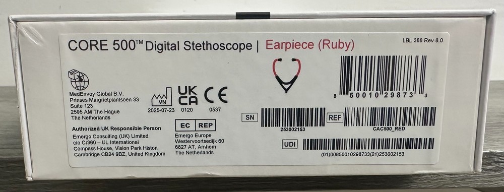 FIGS Eko CORE 500 Digital Stethoscope Earpiece & Chestpiece - Ruby