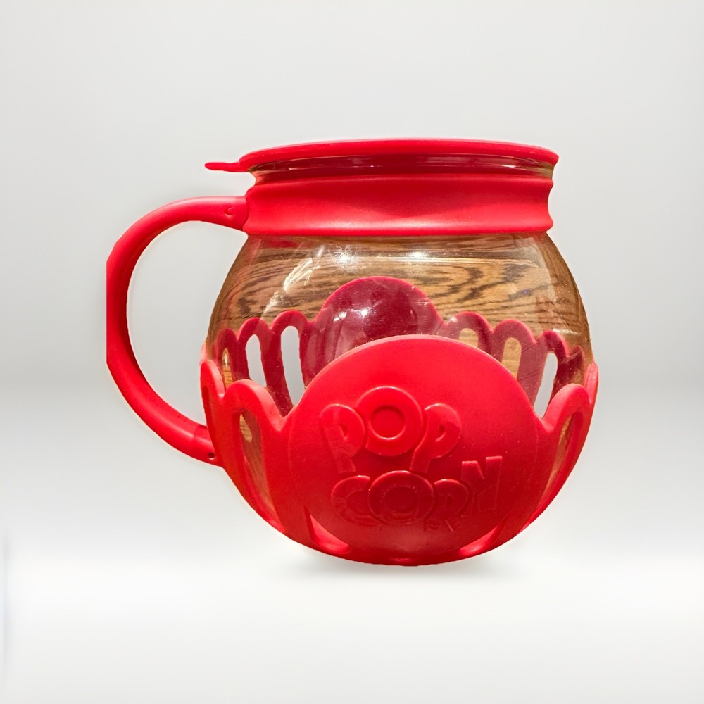 Glass Popcorn Popper Microwave Micro Pop 3 Qt Ecolution Red