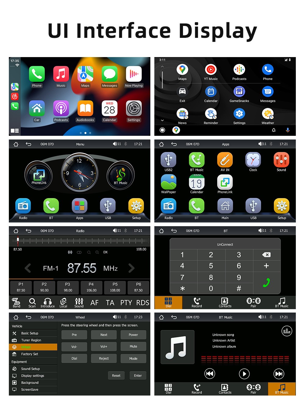 Double 7" 2Din Touch Screen Car Stereo Bluetooth Radio Apple/Android Carplay GPS