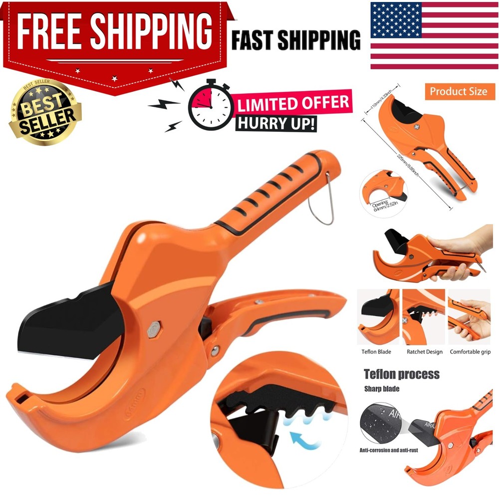 Versatile Ratchet Cutter for PEX, PVC, and Plastic Pipe - Durable Construction