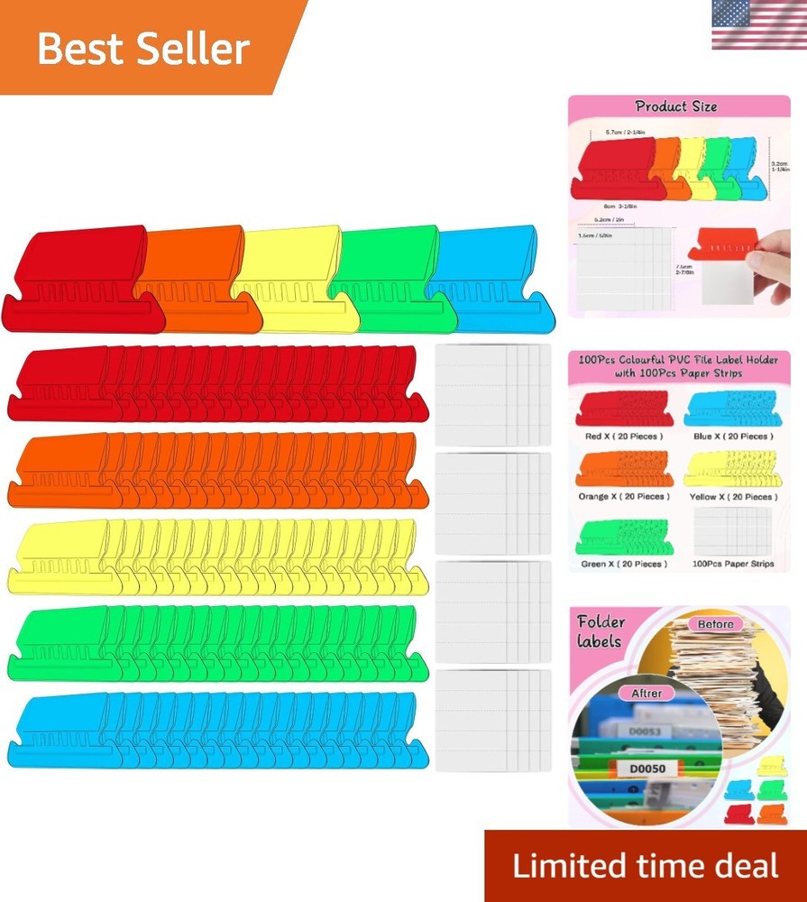 100-Pack Customizable 2-Inch Hanging File Folder Labels - Streamline Your Files