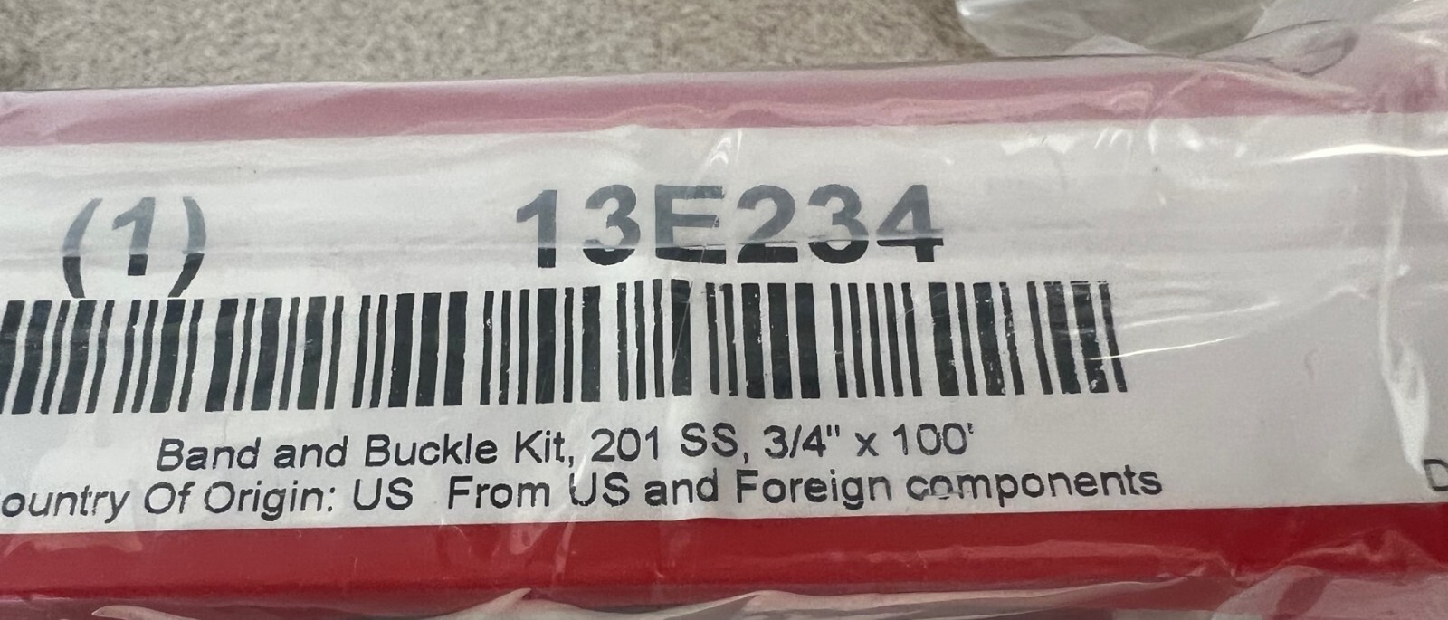 BAND-IT GR206B BAND AND BUCKLE KIT, 3/4" W X 100' L, 202 SS, 13E234, NEW!!