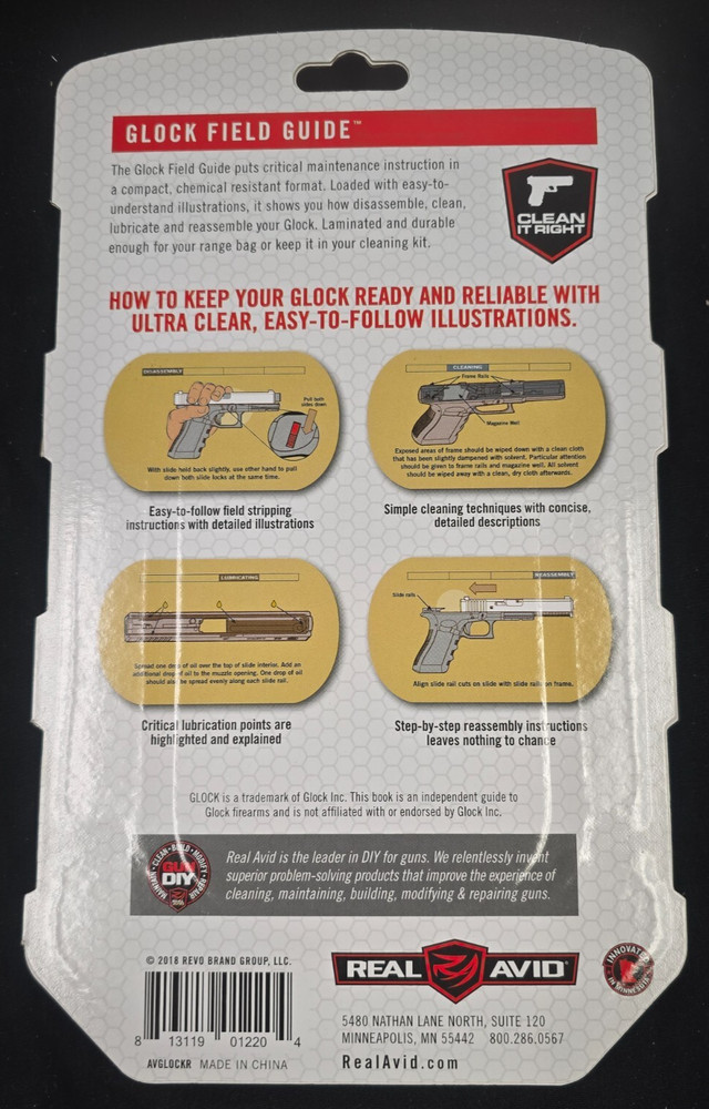 BRAND NEW Real Avid Glock Quick Reference Field Guide