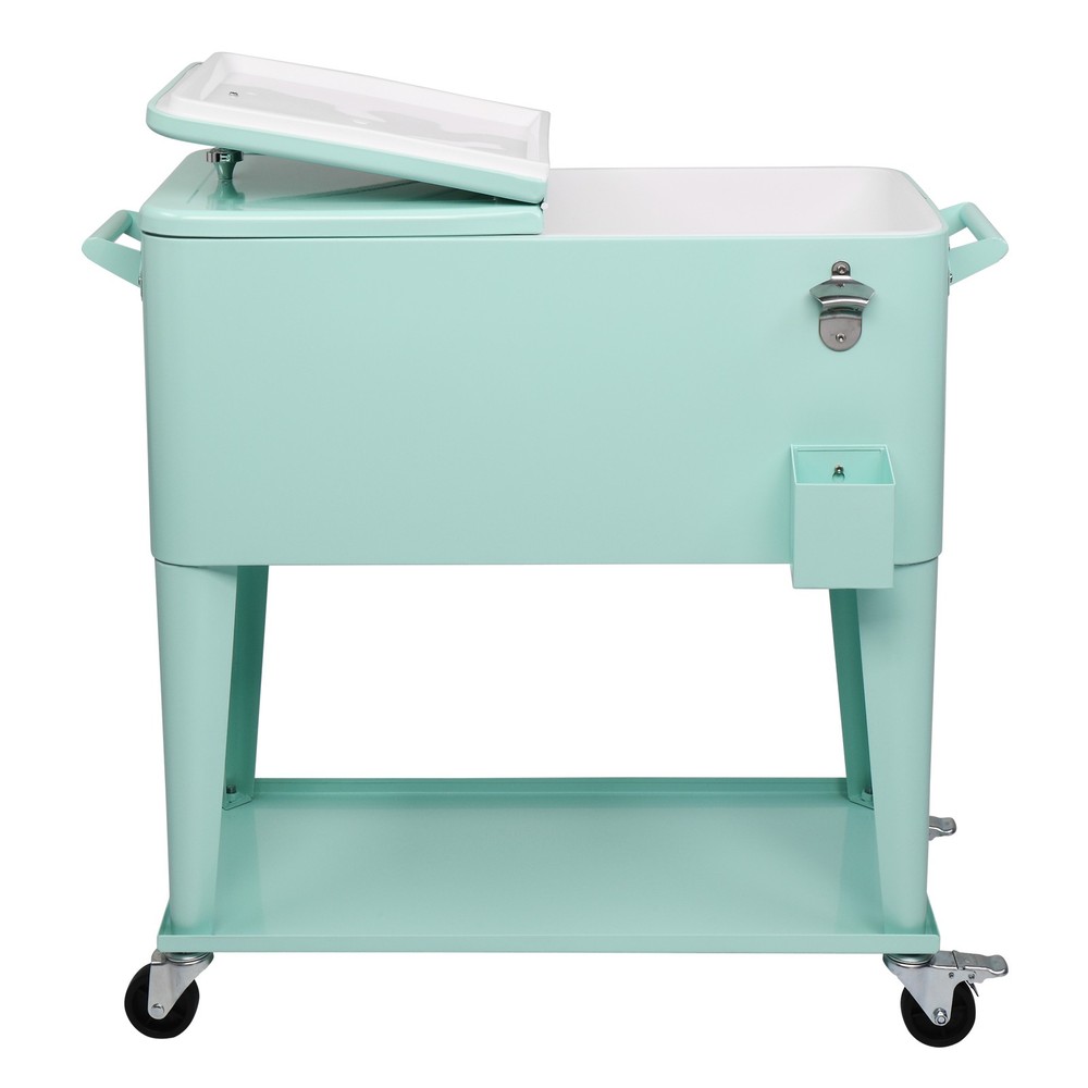 Rectangular Plastic Frozen Insulation Cart, Mint Green, Portable Cooler