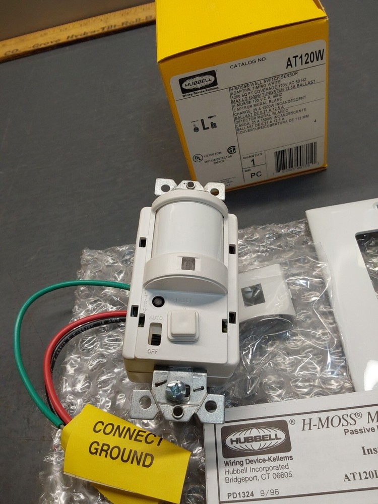 New Hubbell H-Moss AT120W Wall Motion Sensor Switch, 1200sqft Coverage