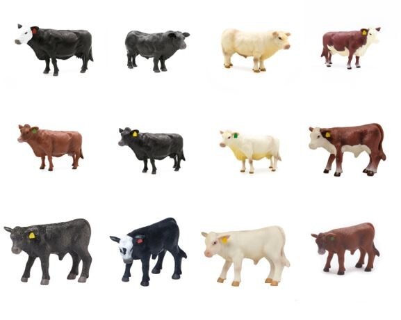Little Buster Toys Livestock Bundle, 12 piece 5 Different Cows & Calves, 2 Bulls