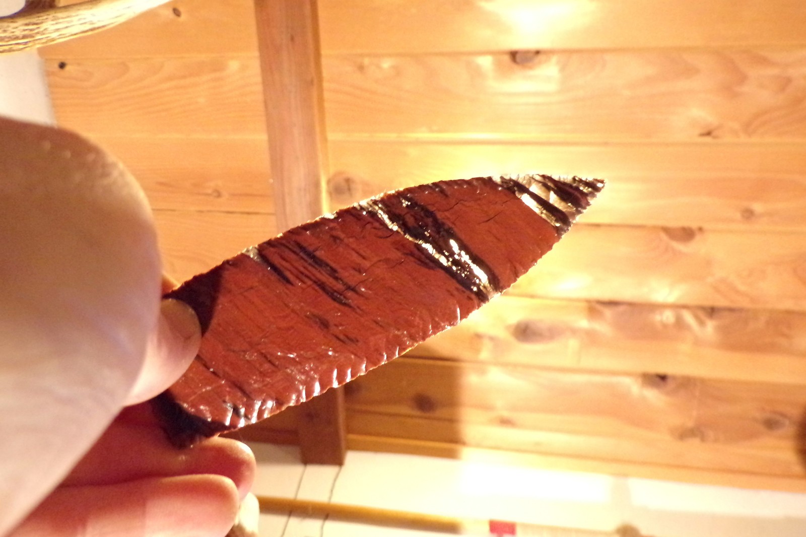 Tiger Stripe Mahogany Obsidian Paleo Blade Flint Knapping Black Powder