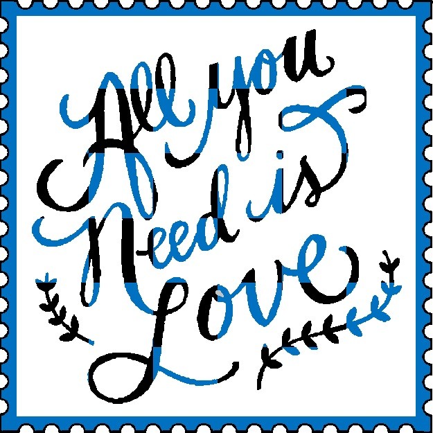 30 Custom Black & Blue Love Message Art Personalized Address Labels